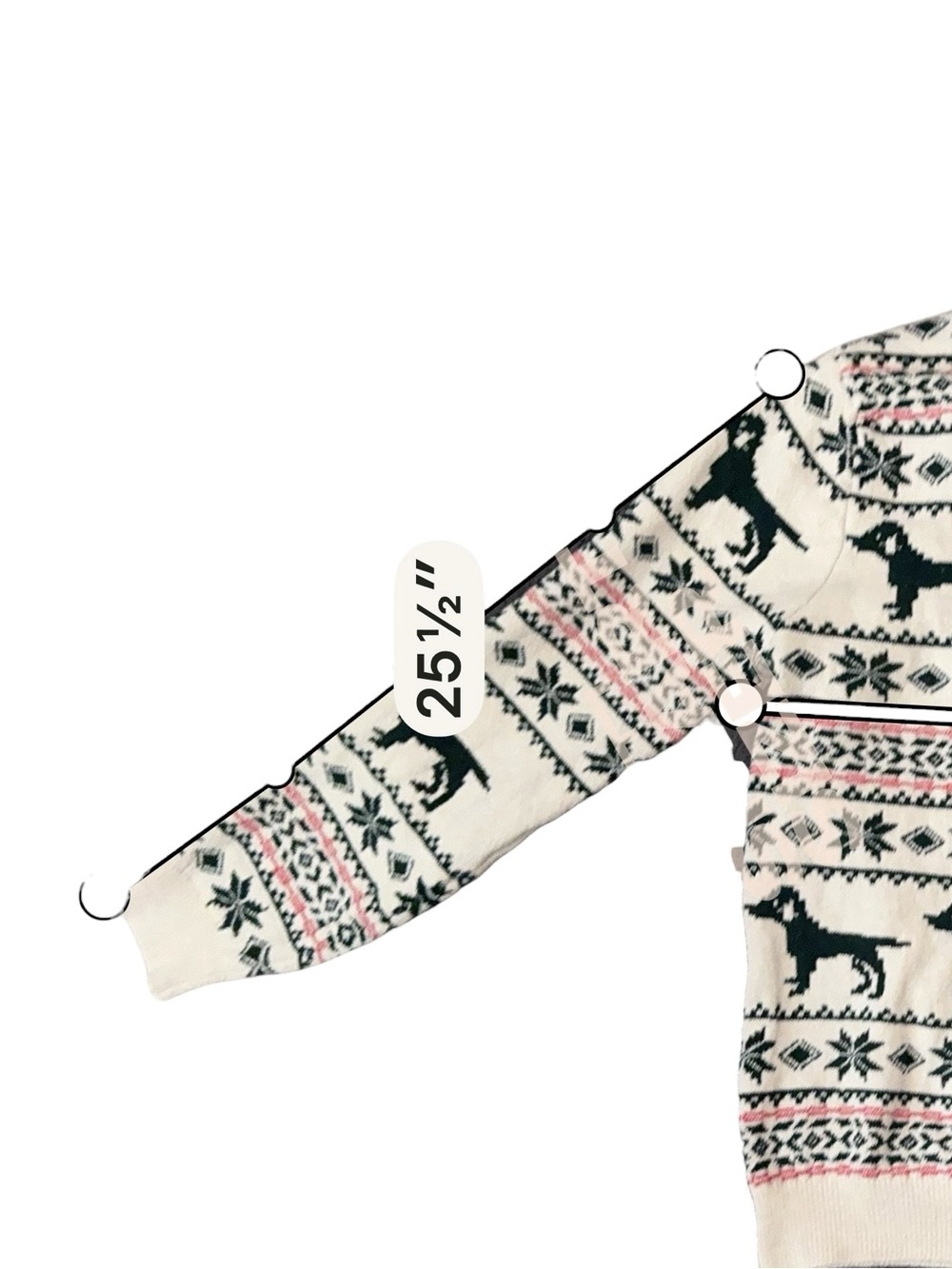 Lands End Mens Sweater Fair Isle Dog Holiday Christmas Cream Nordic Large 42-44 - Picture 11 of 14